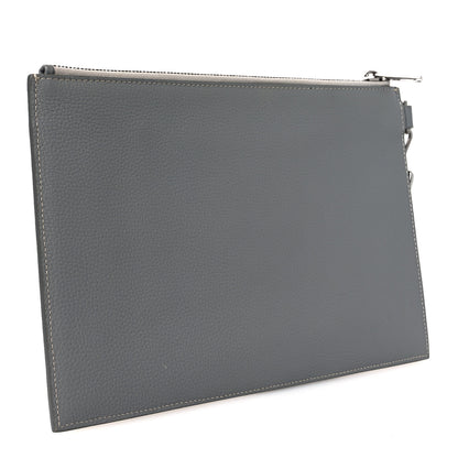 Christian Dior Grained Calfskin 1947 Signature A5 Pouch Grey White 3 of 8