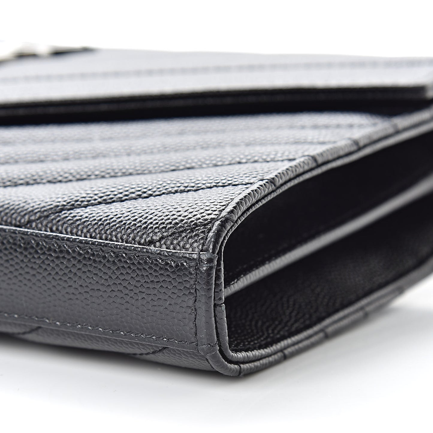 Grain De Poudre Matelasse Chevron Monogram Chain Wallet Black