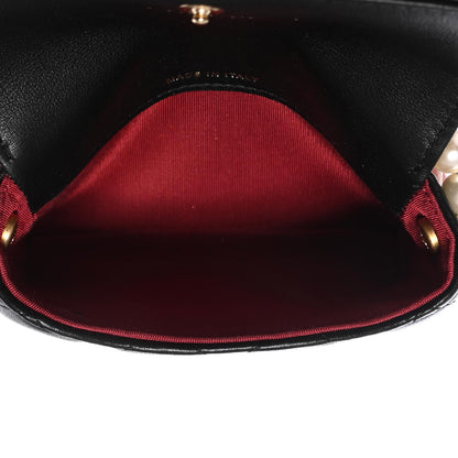Chanel Calfskin Quilted About Pearls Card Holder Flap With Chain Black 5 of 12