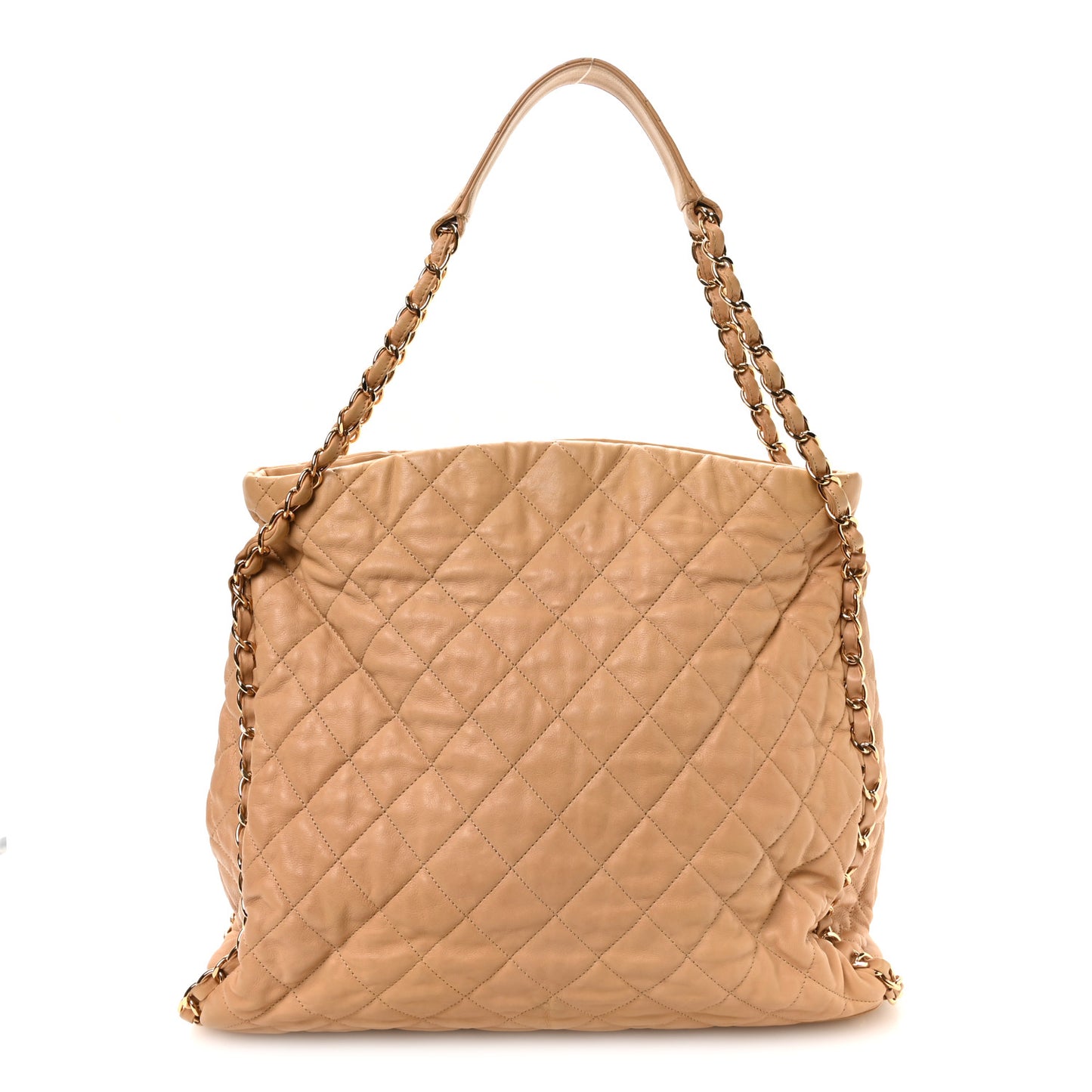 Calfskin Quilted Large Chain Me Hobo Beige