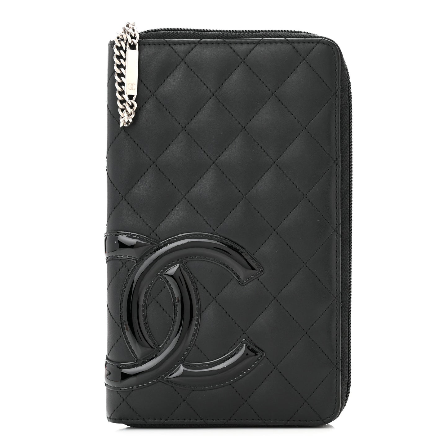 Calfskin Cambon Zip Around Organizer Wallet Black