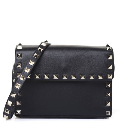 Valentino Garavani Vitello Rockstud Flap Crossbody Bag Black 1 of 15