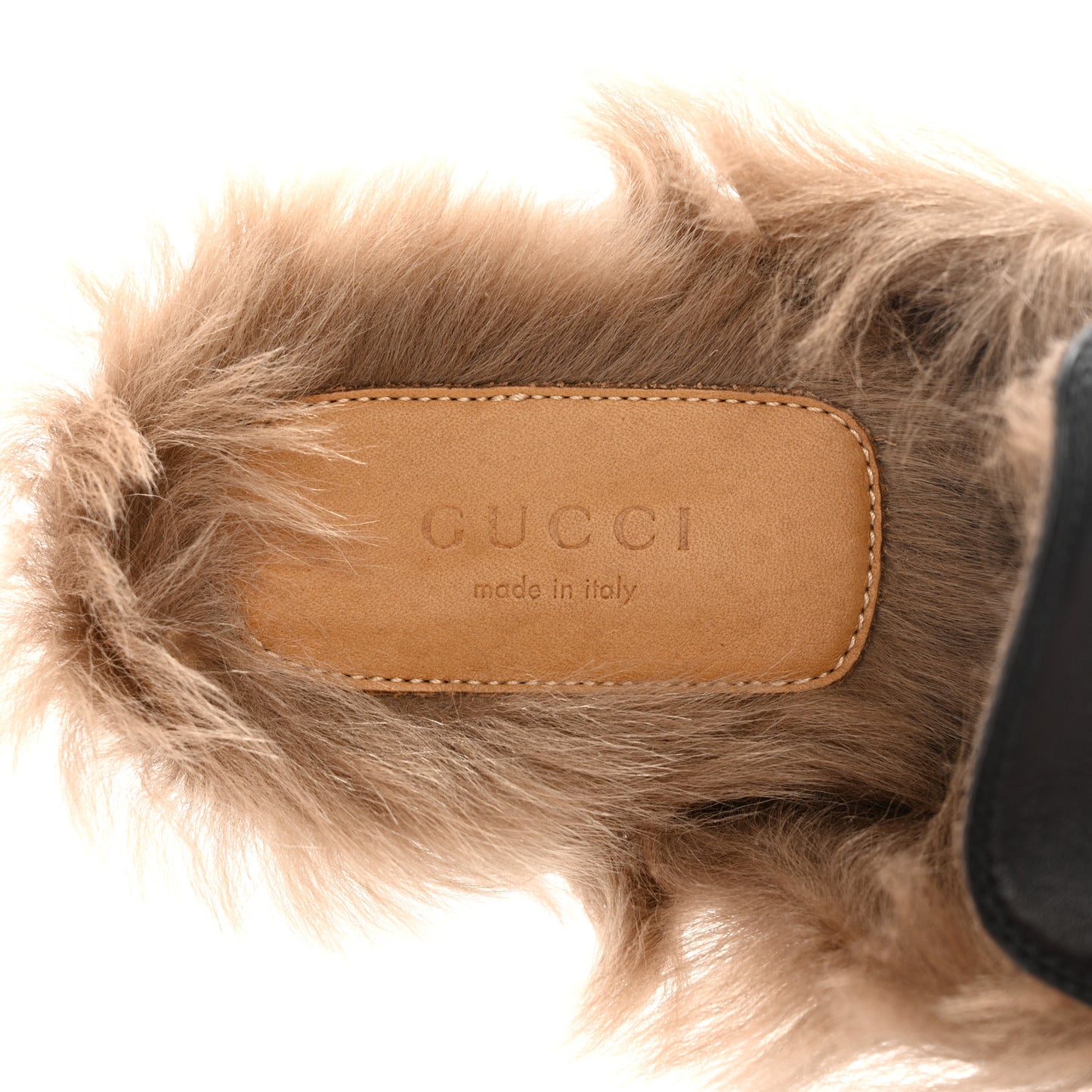 Calfskin Fur Womens Princetown Slippers 38 Black