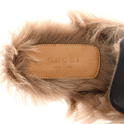 Gucci Calfskin Fur Womens Princetown Slippers 38 Black 7 of 11