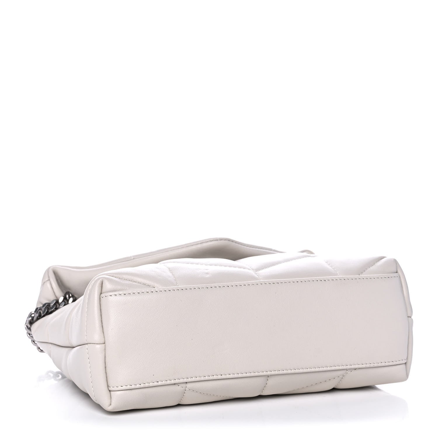 Saint Laurent Lambskin Quilted Toy Loulou Puffer Monogram Chain Satchel Blanc Vintage 4 of 13
