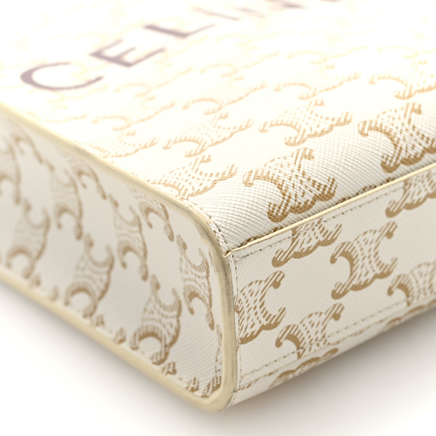 Celine Triomphe Canvas Calfskin Mini Vertical Cabas White 8 of 10