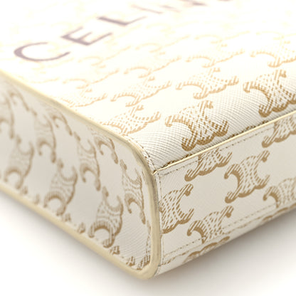Celine Triomphe Canvas Calfskin Mini Vertical Cabas White 8 of 10