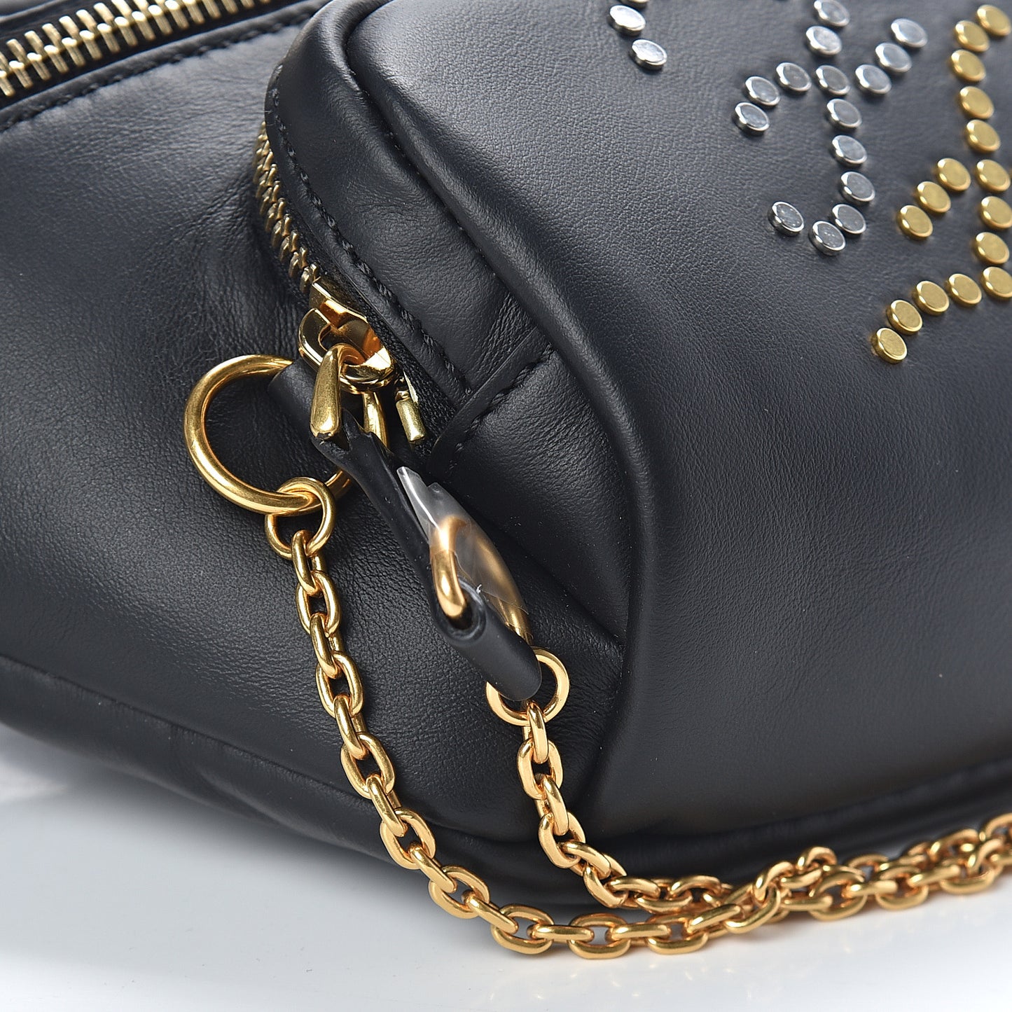 Vitello Grace Karligraphy Studded Pocket Belt Bag Black