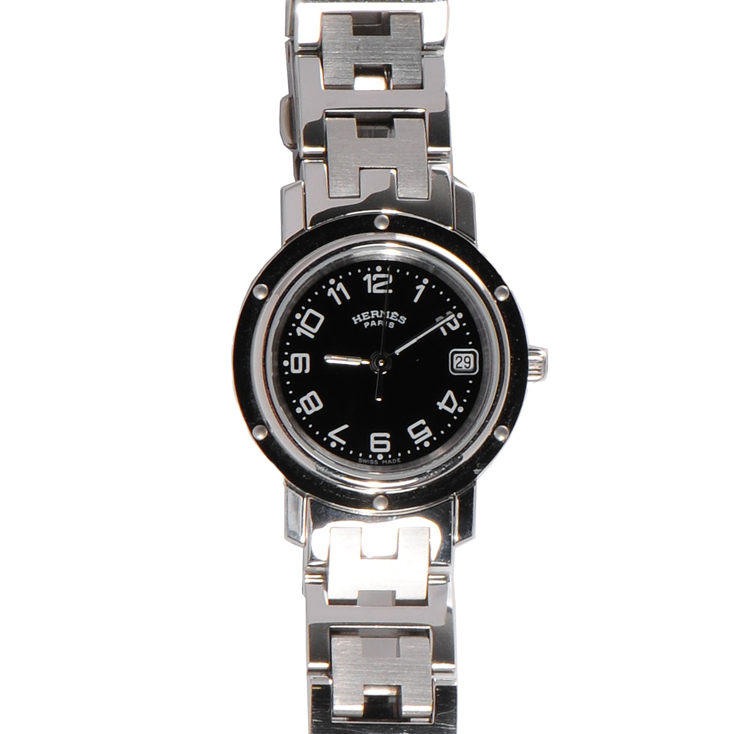Hermes Stainless Steel 24mm Clipper Quartz Watch Black 1 of 10