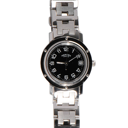 Hermes Stainless Steel 24mm Clipper Quartz Watch Black 1 of 10