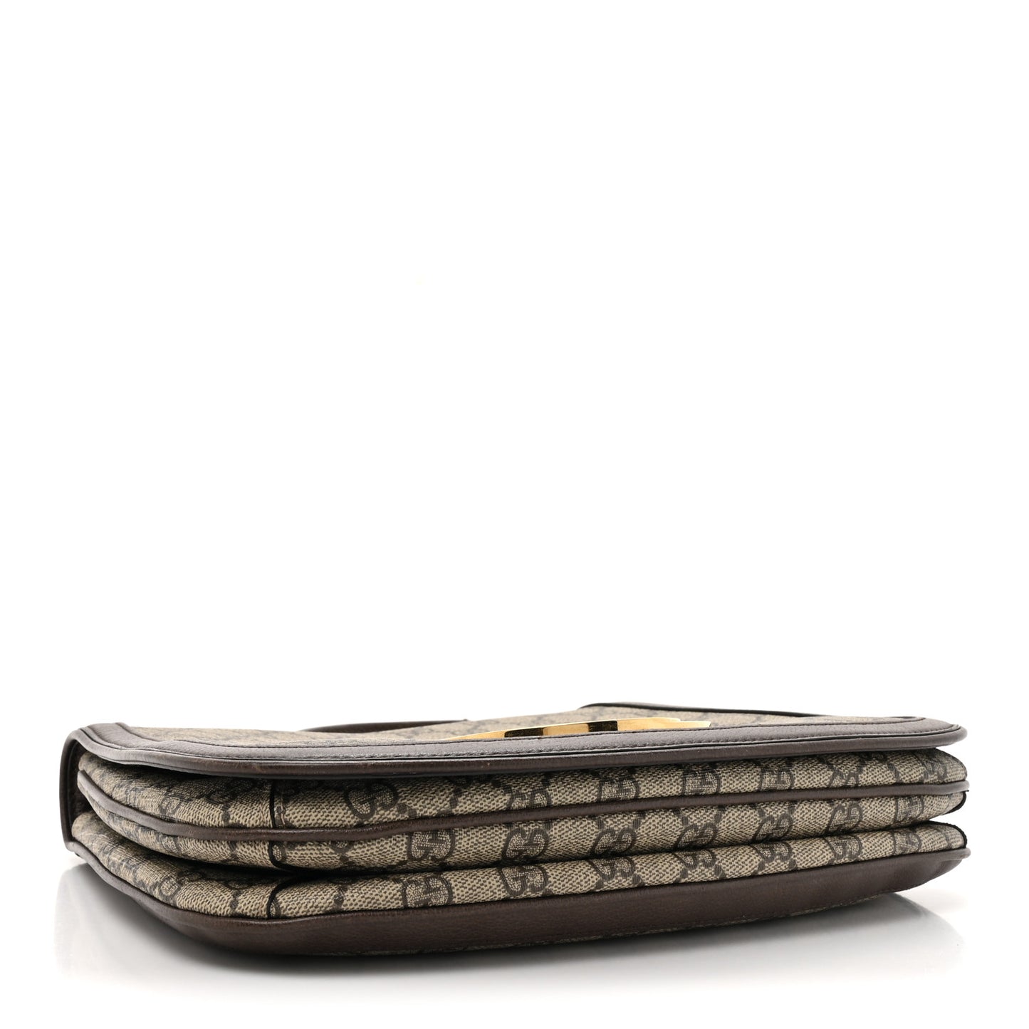 GG Supreme Monogram Textured Dollar Calfskin Web Medium Blondie Top Handle Shoulder Flap Bag Beige Ebony New Acero