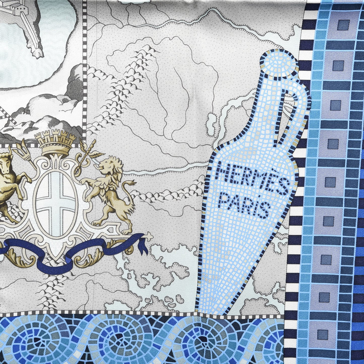 Silk Le Voyage De Pytheas Scarf 90 Cobalt Lagon Gris