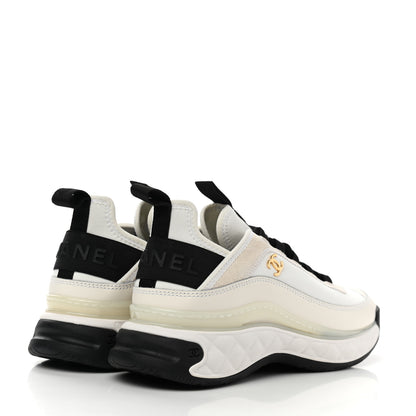 Chanel Velvet Calfskin Mixed Fibers CC Sneakers 37 Ivory Black 4 of 9