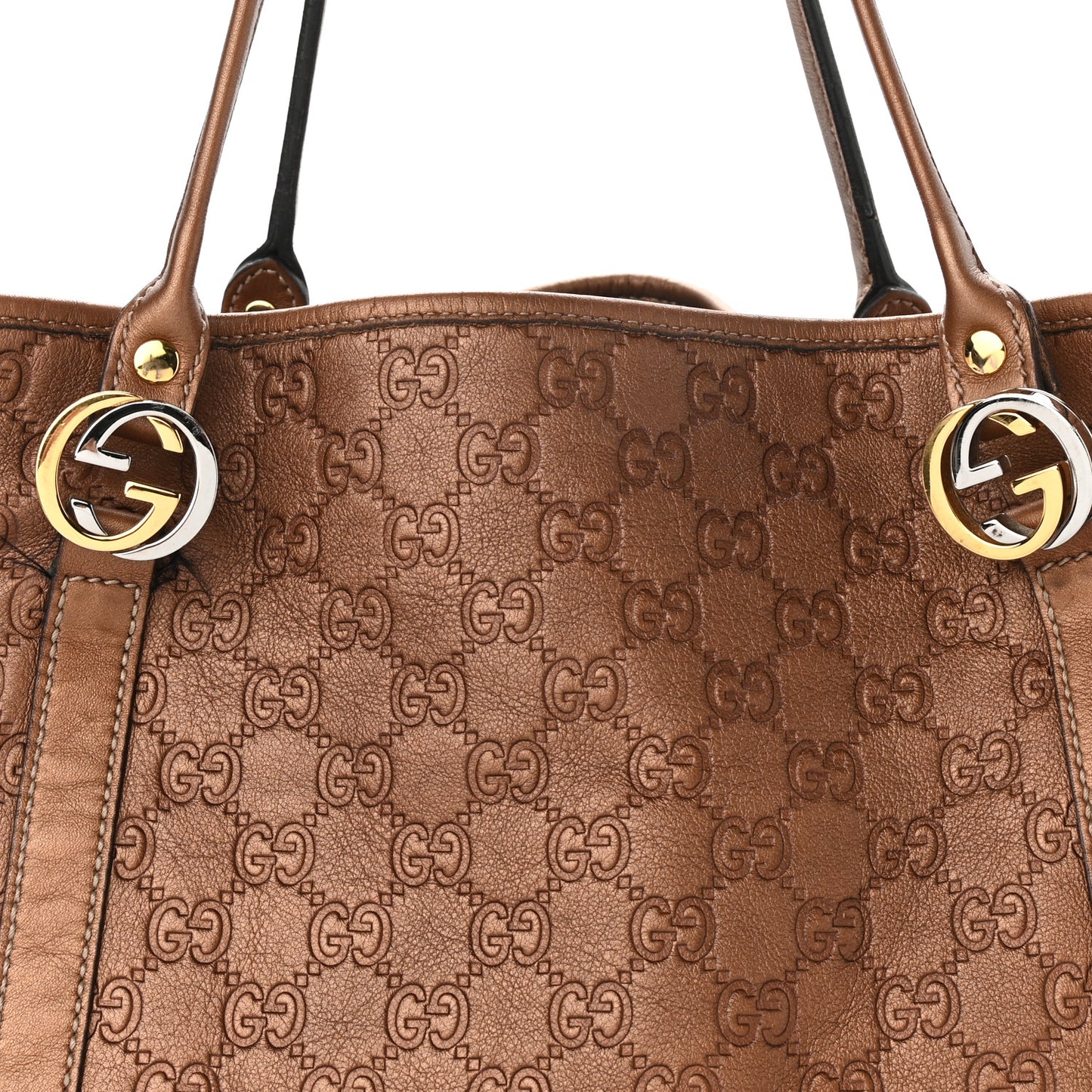 Metallic Guccissima Large GG Twins Tote Bronze