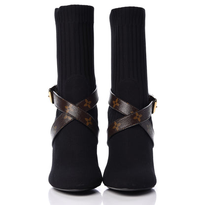 Louis Vuitton Monogram Stretch Fabric Silhouette Ankle Boots 40 Black 4 of 12