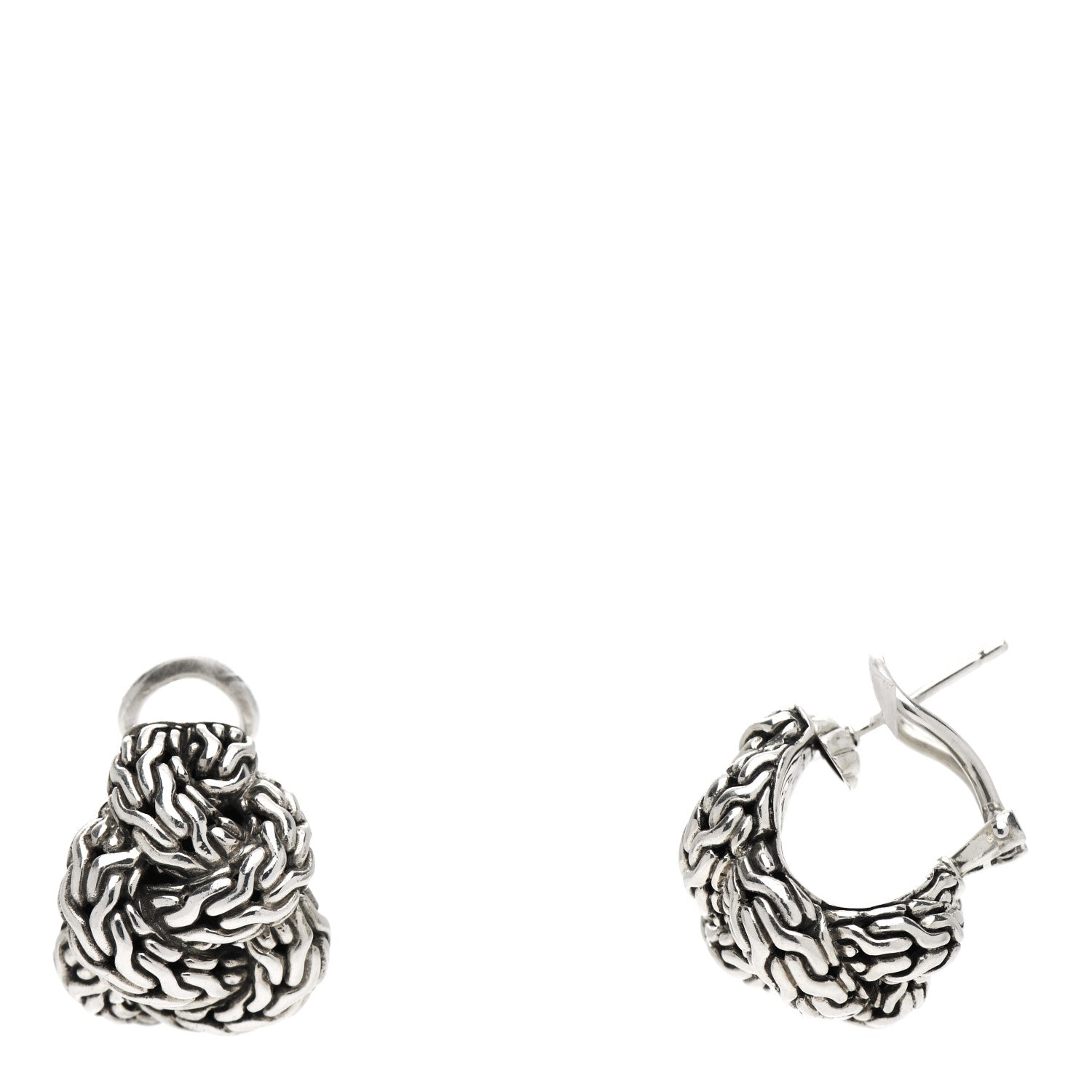 John Hardy Sterling Silver Classic Chain Braided Earrings 1 of 5