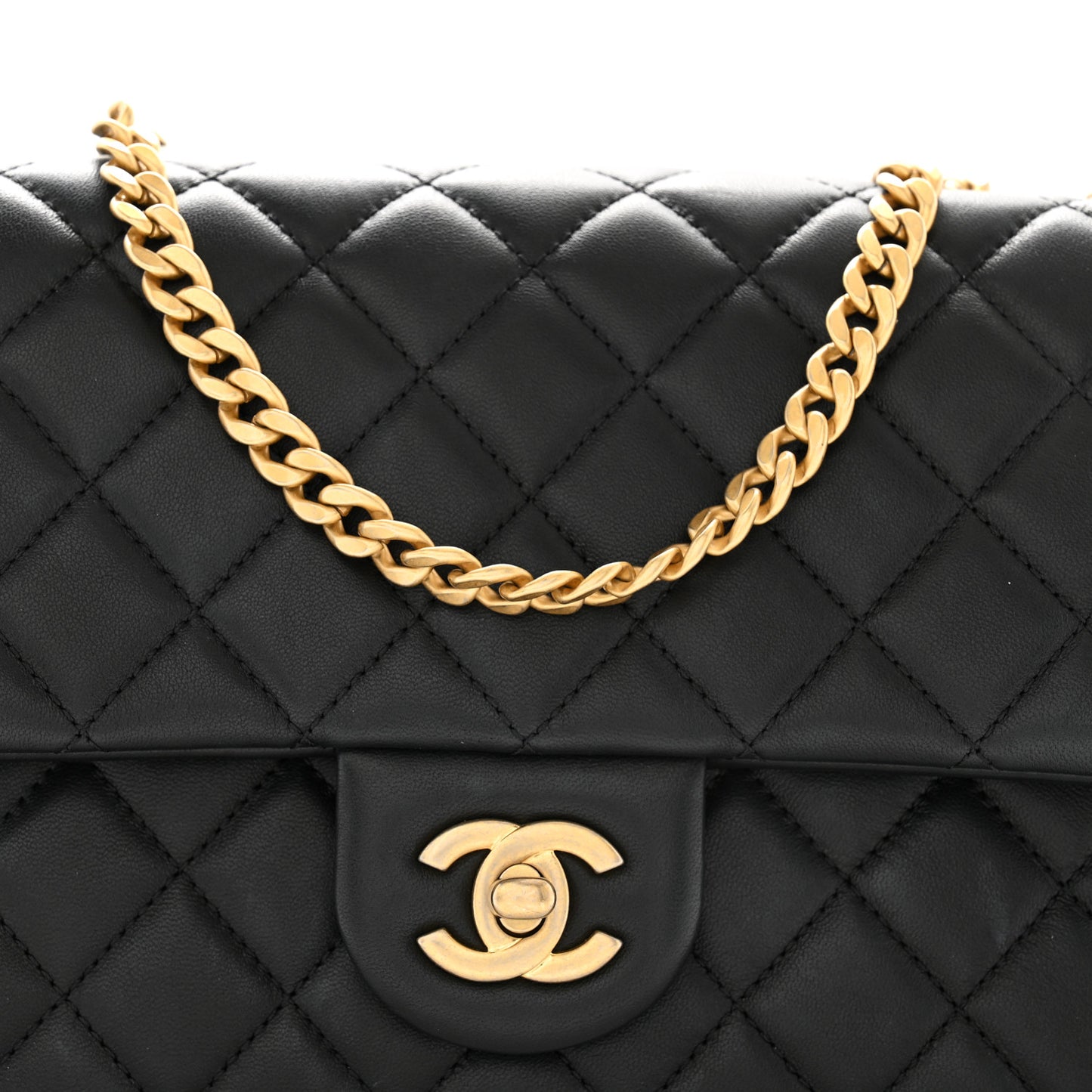 Lambskin Quilted Small Sweet Camellia Flap Black