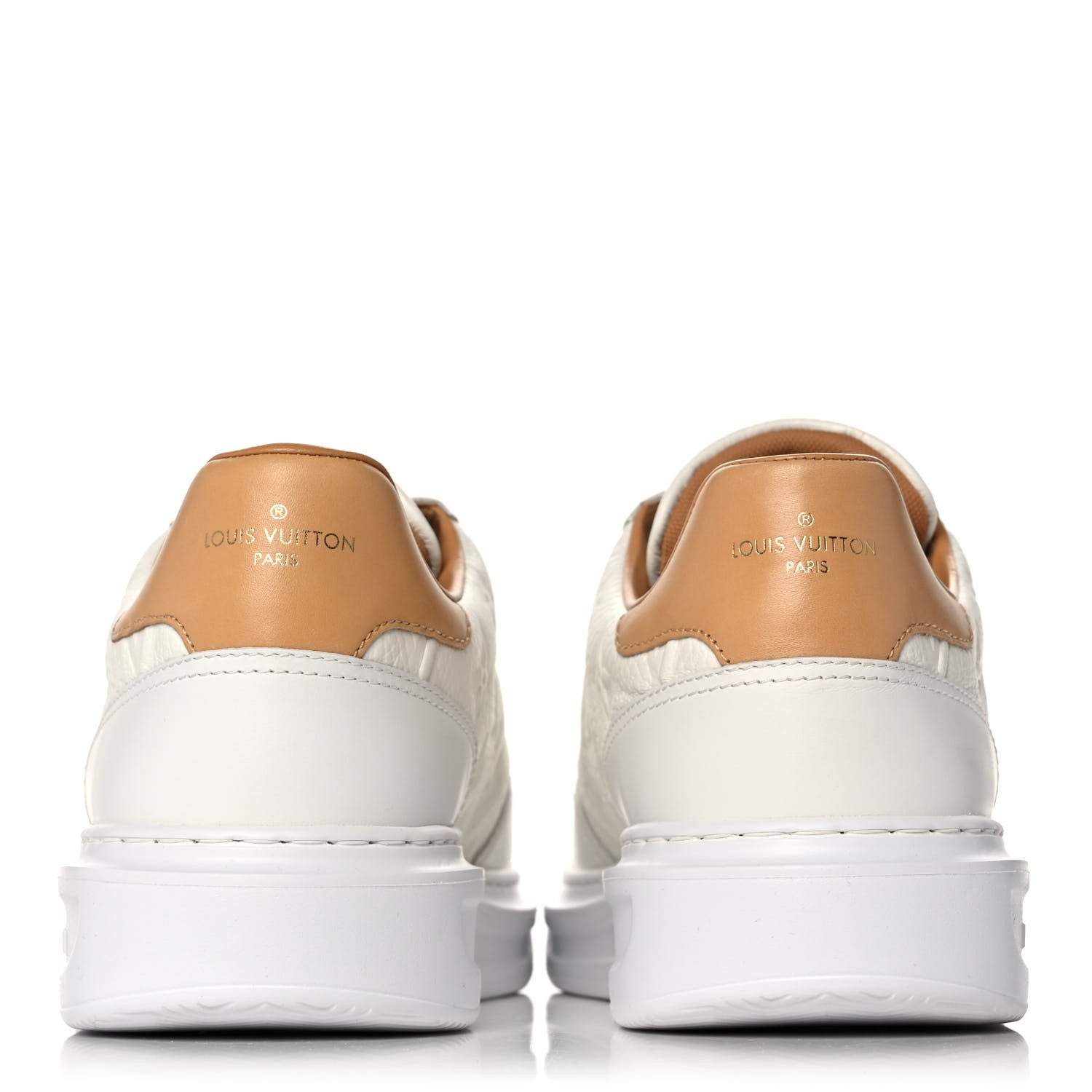 Louis Vuitton Grained Calfskin Embossed Monogram Mens Beverly Hills Sneakers 7 White 10 of 10