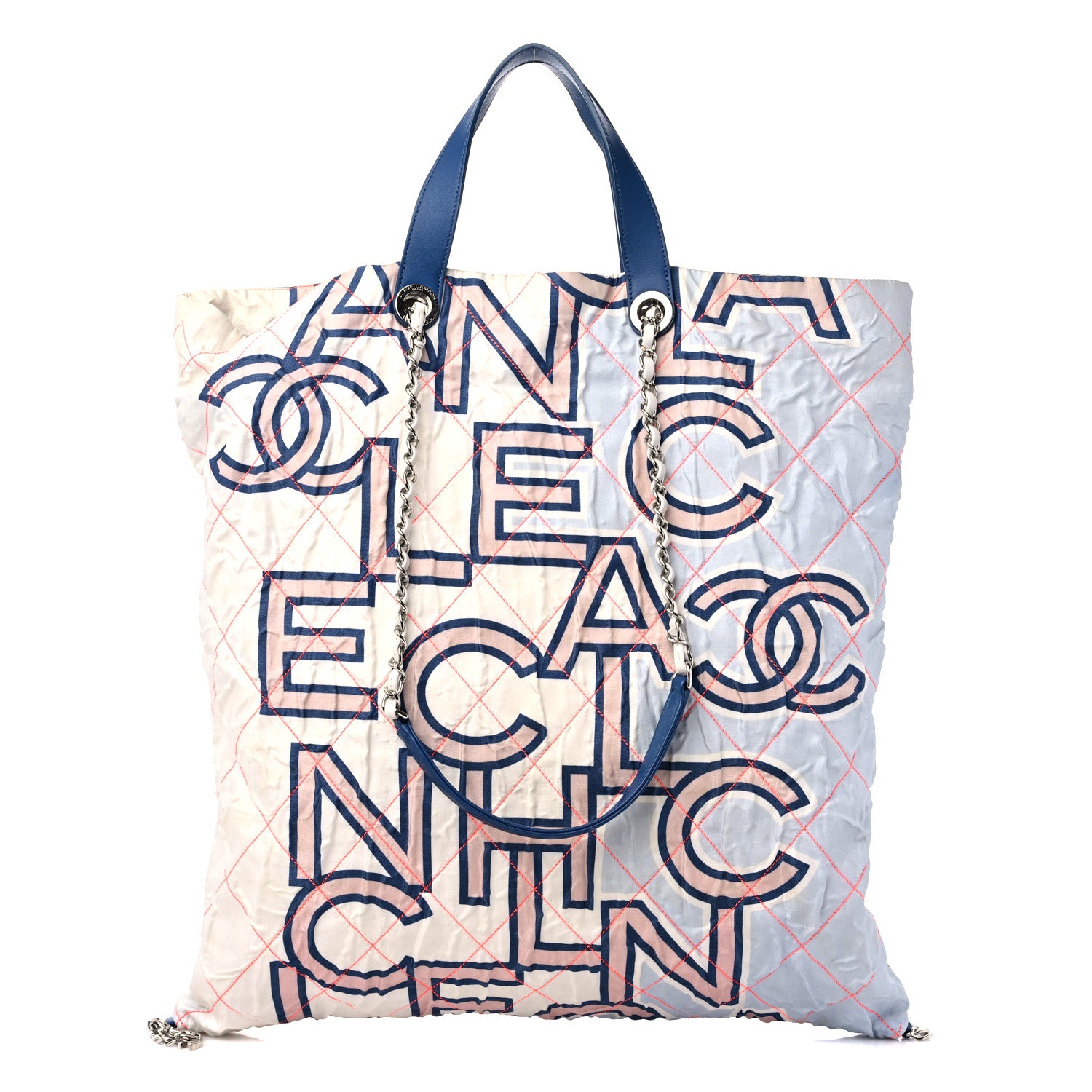 Chanel Nylon Stitched Printed Logo Shopping Bag Multicolor 1 of 11