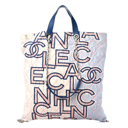 Chanel Nylon Stitched Printed Logo Shopping Bag Multicolor 1 of 11