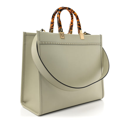 Fendi Vitello King Plexiglass Logo Embossed Medium Fendi Sunshine Shopper Tote Green Tea 3 of 9