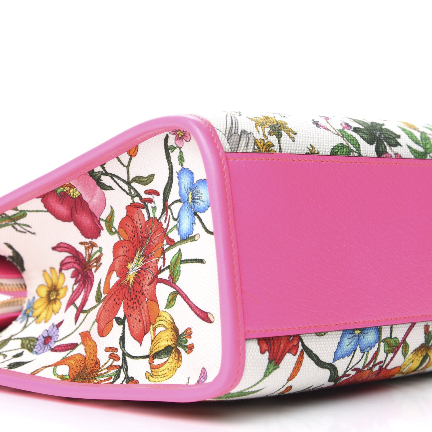 Gucci Canvas Medium Flora Tote Fuchsia 6 of 14