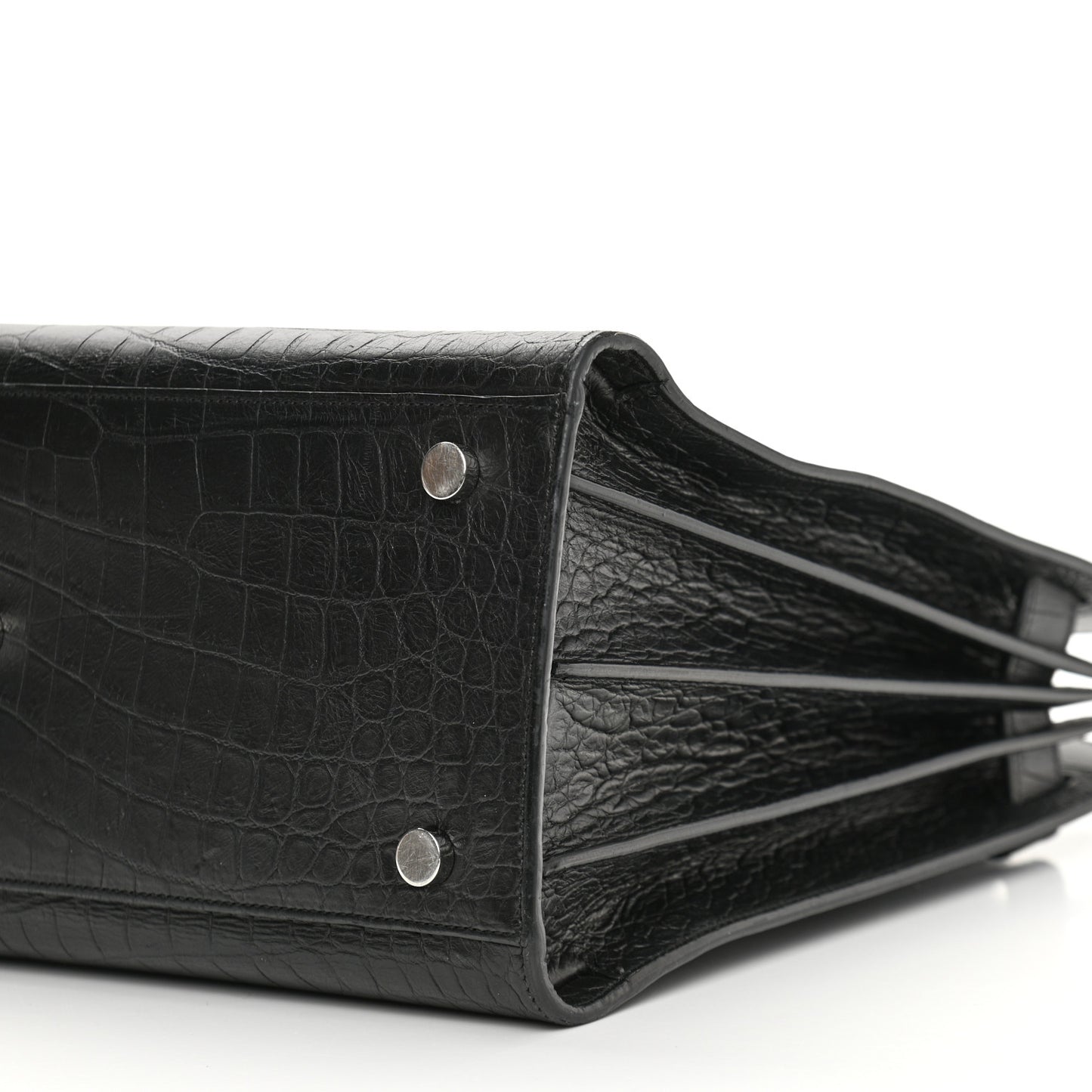 Calfskin Crocodile Embossed Small Sac de Jour Black