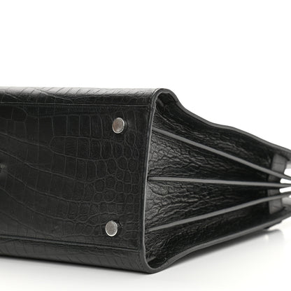 Saint Laurent Calfskin Crocodile Embossed Small Sac de Jour Black 9 of 9
