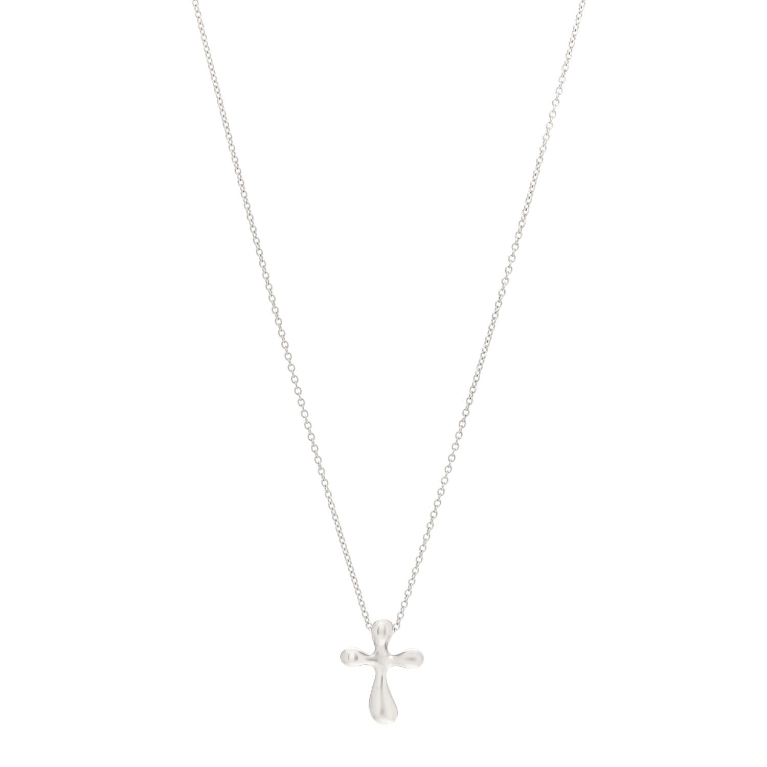 Tiffany Sterling Silver 16mm Elsa Peretti Cross Pendant Necklace 1 of 5