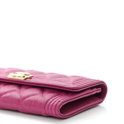 Chanel Caviar Quilted Medium Boy Flap Wallet Fuchsia 10 of 11