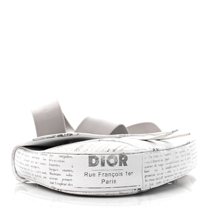 Christian Dior X DANIEL ARSHAM Grained Calfskin Newspaper Print Saddle Bag White 4 of 8