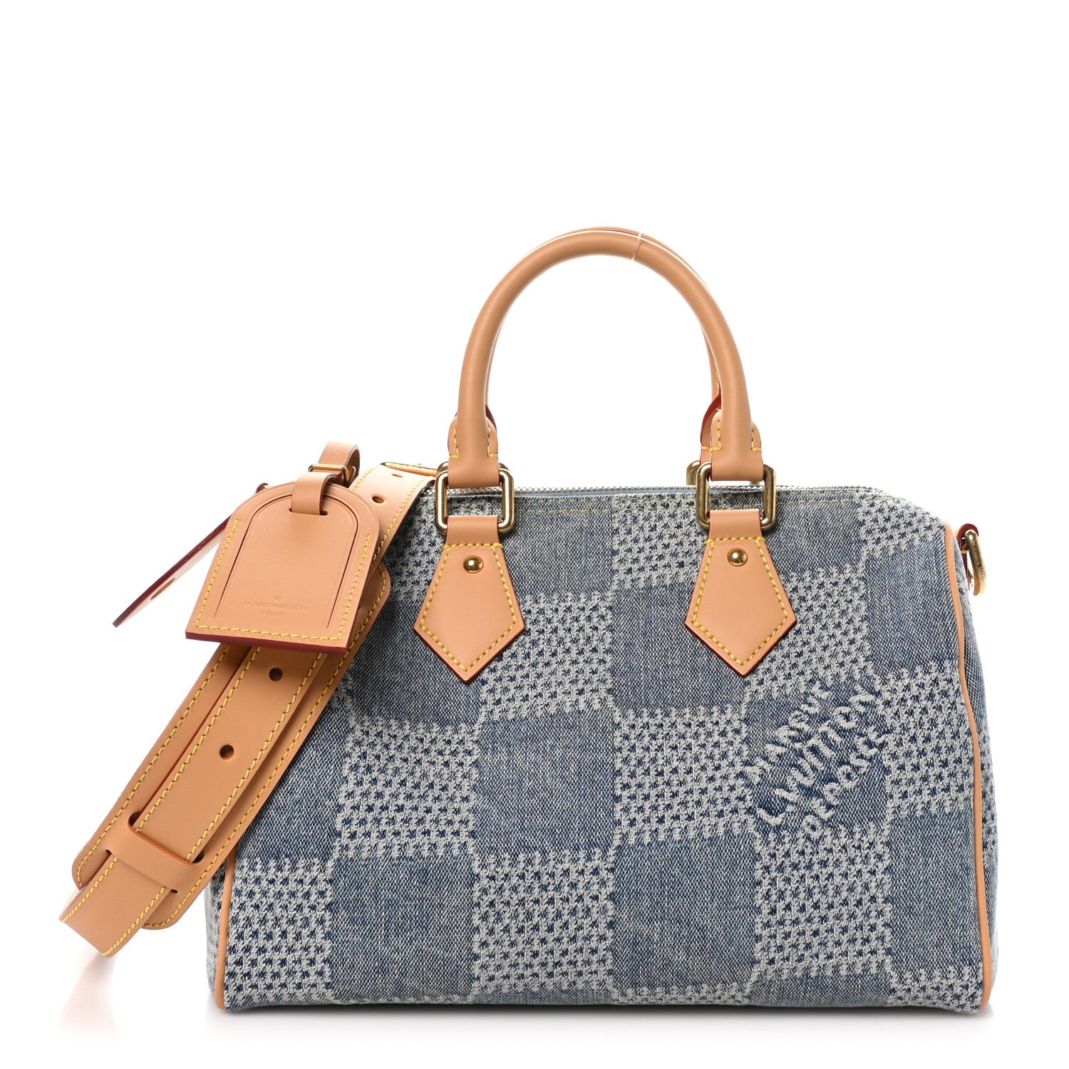 Louis Vuitton Damier Denim 3D Speedy Bandouliere 25 Bleu 1 of 11