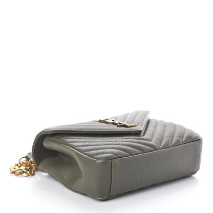 Saint Laurent Sheepskin Matelasse Chevron Monogram Medium College Bag Military Olive 4 of 10