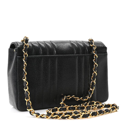 Chanel Caviar Vertical Quilted Small Single Flap Black 2 of 10