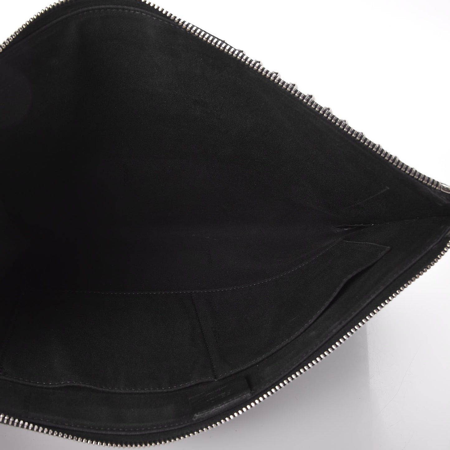 Vitello Elite Mink Fur Studded Karlito Zip Around Pouch Black