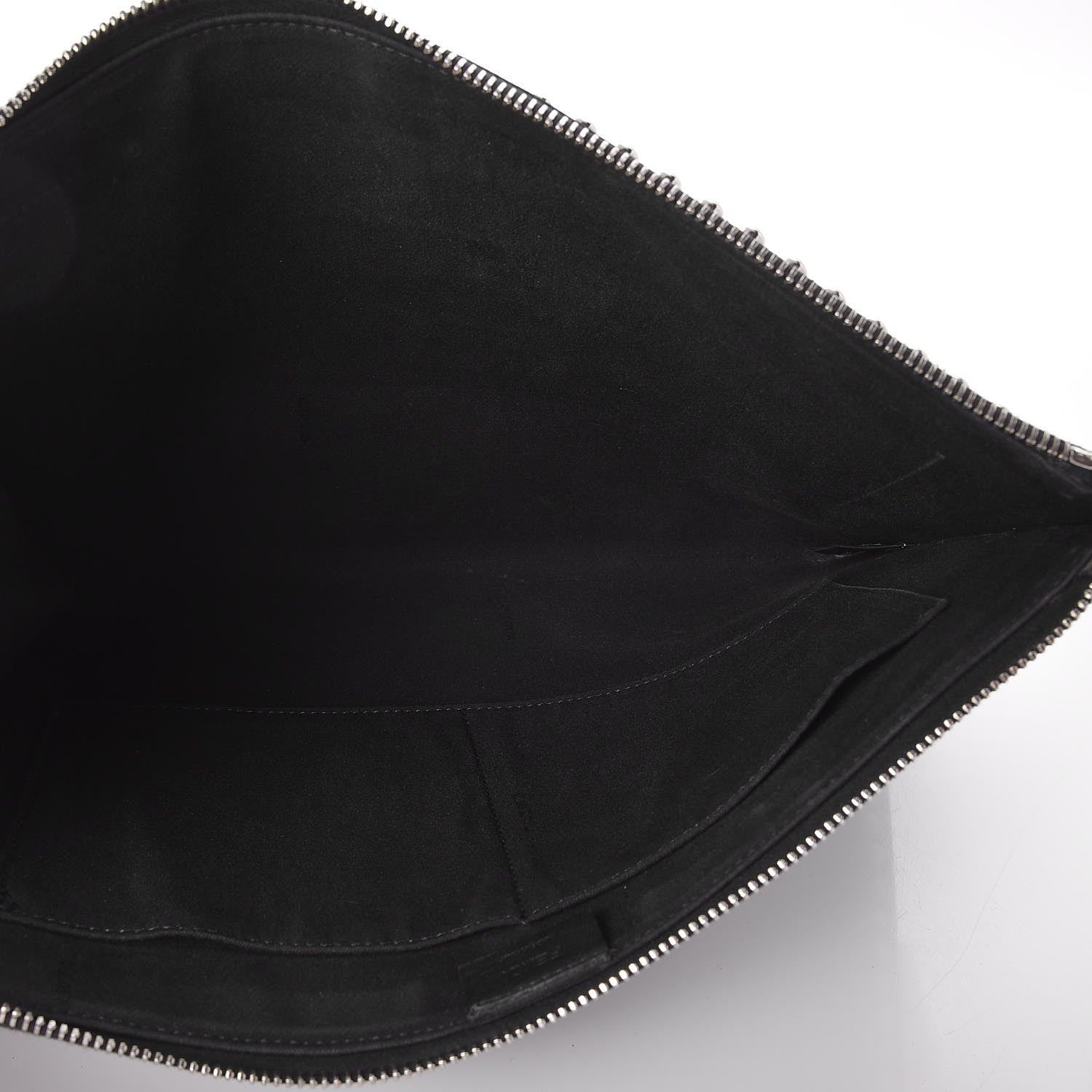 Fendi Vitello Elite Mink Fur Studded Karlito Zip Around Pouch Black 5 of 7