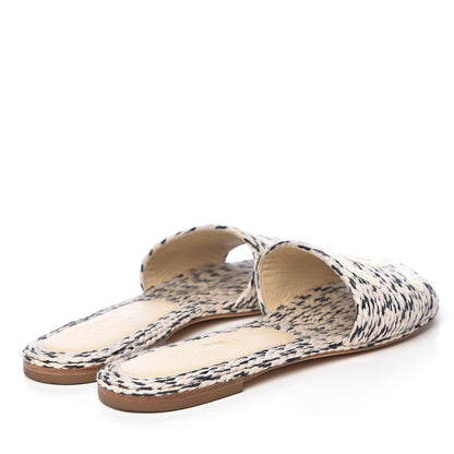 Chanel Cord CC Slip On Sandals 37 Beige Black 4 of 18
