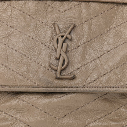 Saint Laurent Crinkled Calfskin Matelasse Monogram Medium Niki Chain Satchel Light Taupe 8 of 11