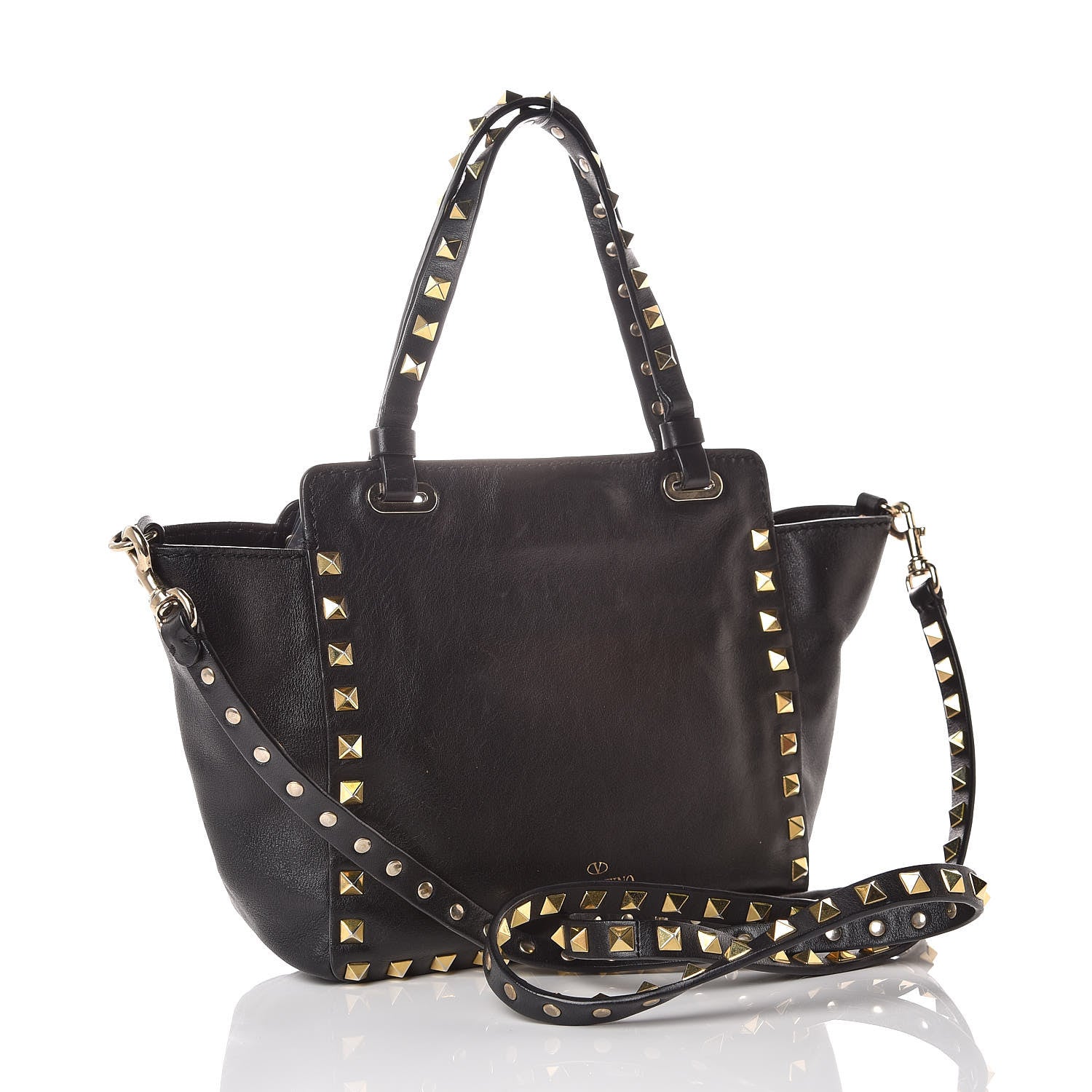 Valentino Garavani Vitello Mini Rockstud Tote Black 3 of 9
