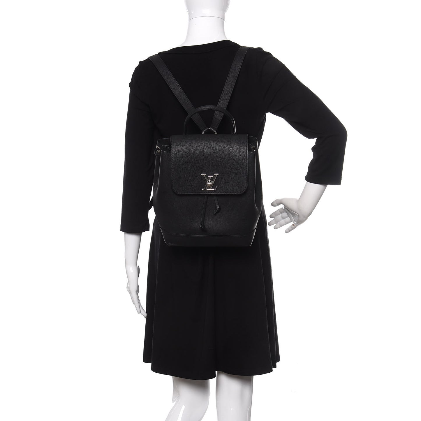 Calfskin Lockme Backpack Black