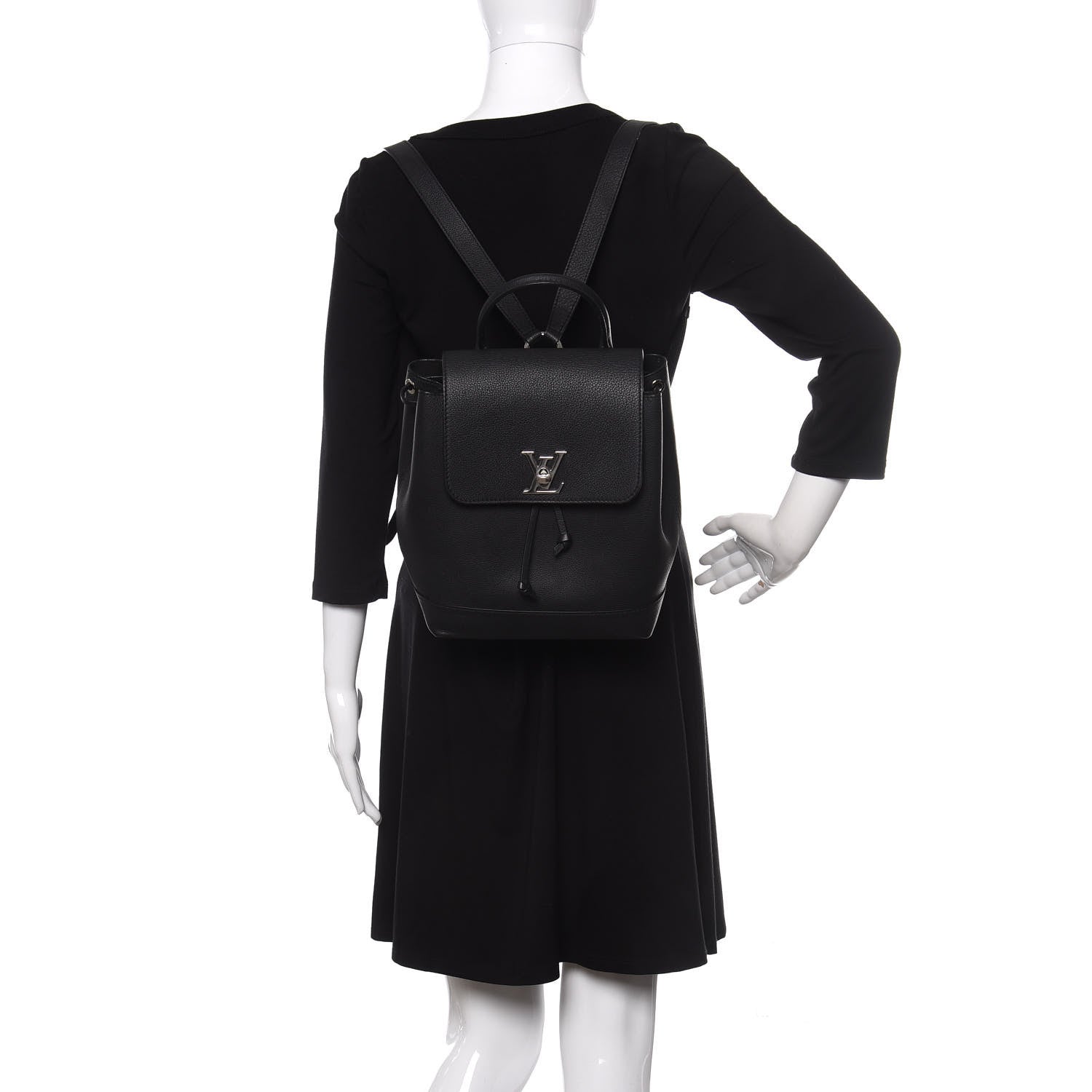 Louis Vuitton Calfskin Lockme Backpack Black 2 of 10