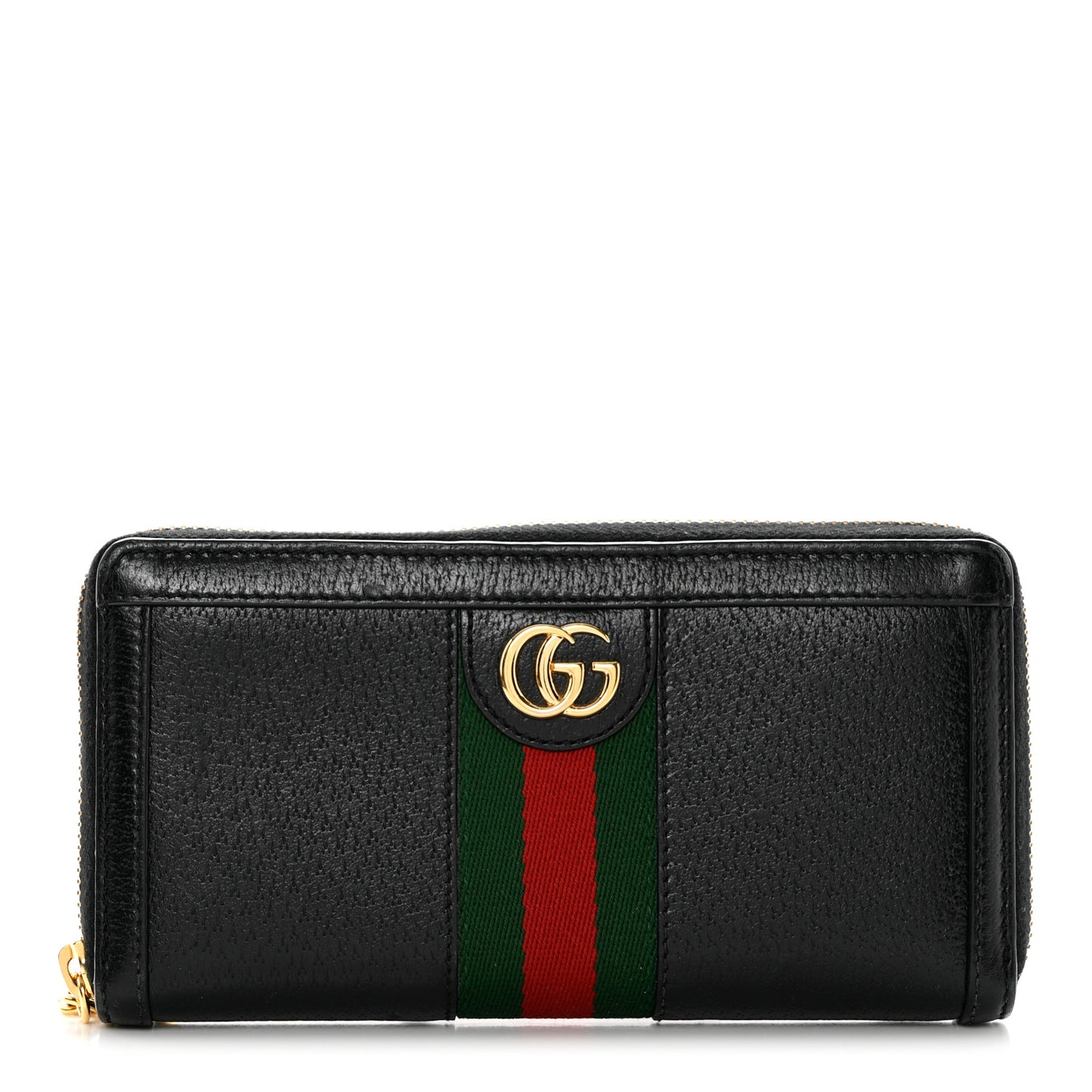 Calfskin Web Ophidia Zip Around Wallet Black
