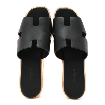 Hermes Calfskin Cork Eze 30 Sandals 37 Black 2 of 10