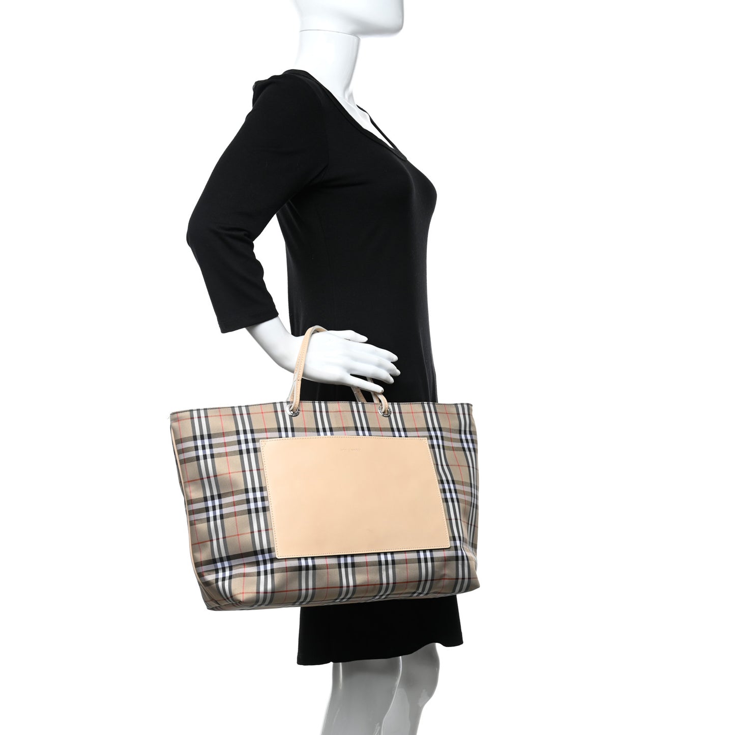 Canvas House Check Front Pocket Tote Beige