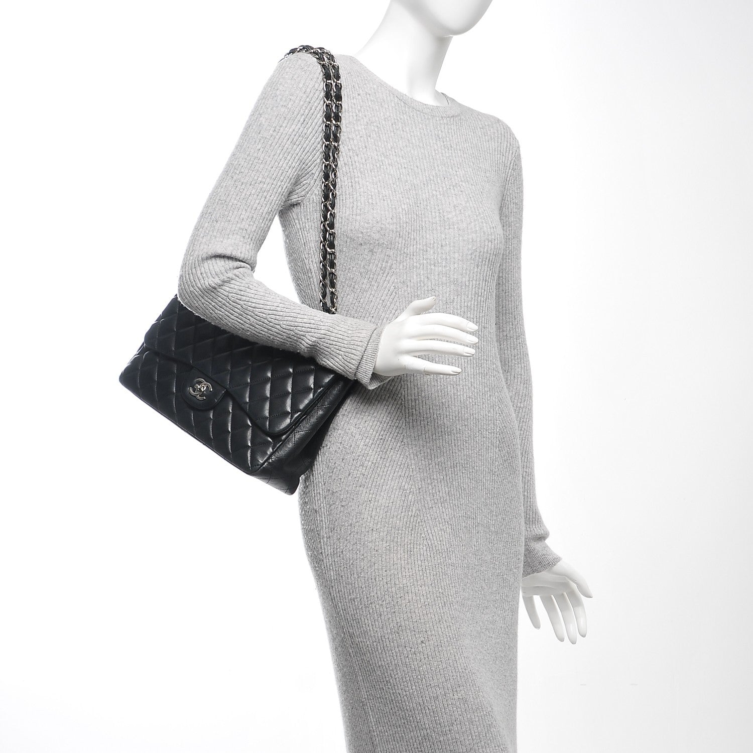 Chanel Lambskin Quilted Jumbo Single Flap Black 2 of 11