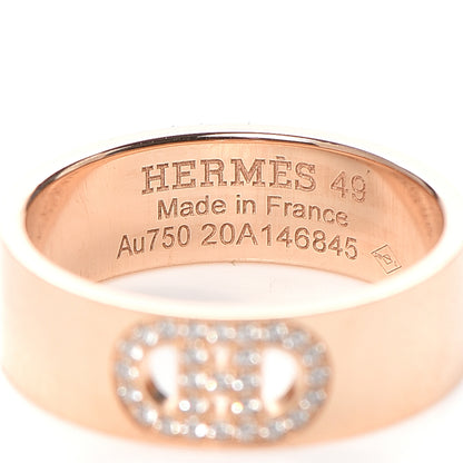 Hermes 18K Rose Gold Diamond PM H D'Ancre Ring 49 4.75 4 of 5