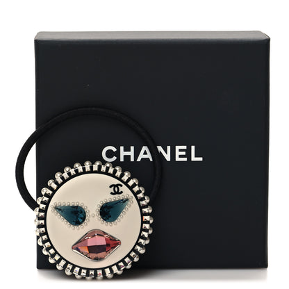 Chanel Resin Pearl Emoji Hair Tie Black White 4 of 4