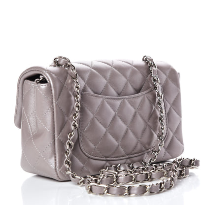 Chanel Metallic Lambskin Quilted Mini Rectangular Flap Light Silver 3 of 10
