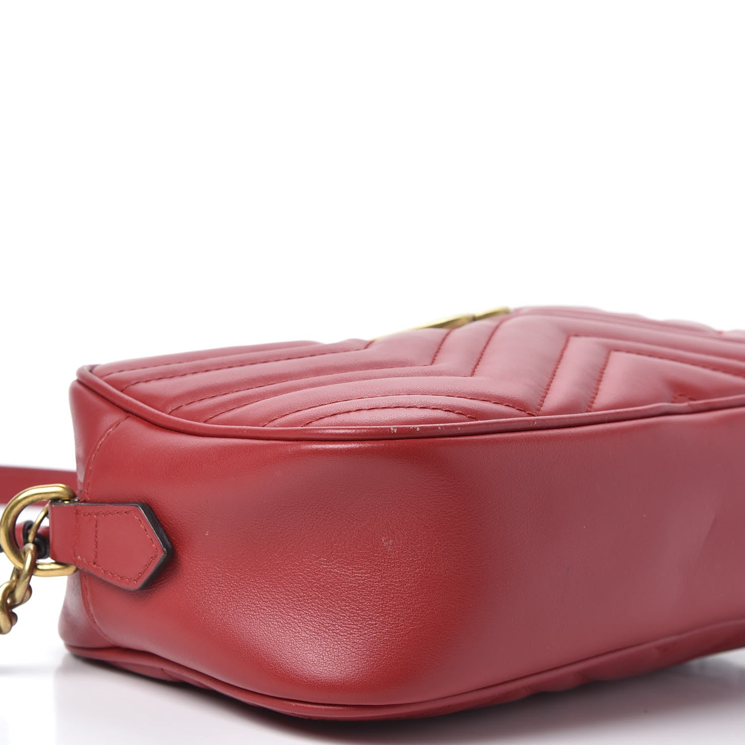 Gucci Calfskin Matelasse Small GG Marmont Chain Shoulder Bag Hibiscus Red 5 of 10