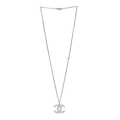 Chanel Crystal Baguette CC Necklace Silver 3 of 5